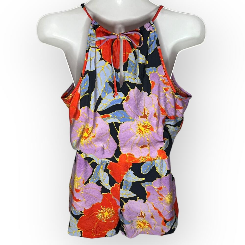 Ann Taylor Loft Women's Multicolor Floral Full Bloom Romper Size Medium Petite - Picture 2 of 15
